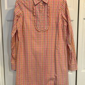 Vineyard Vines Pink and Blue Plaid Long Sleeve Dress